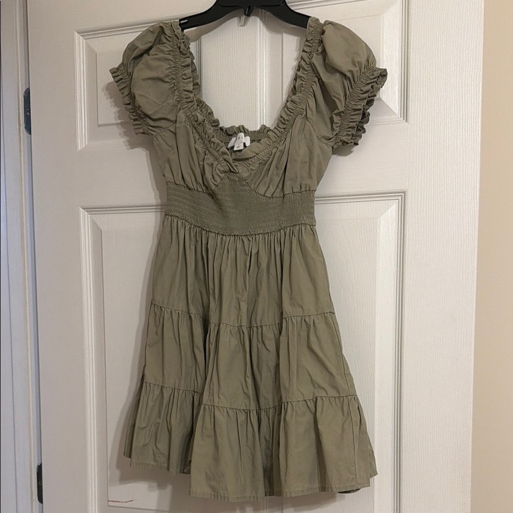 Ruffled Olive Mini Dress